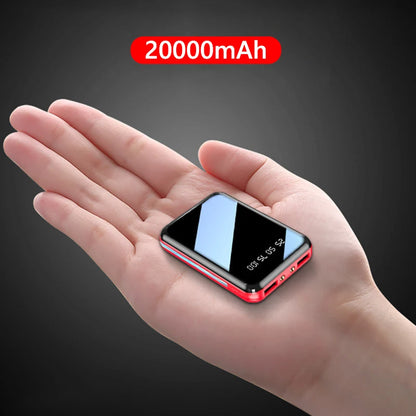 20000mAh Mini Power Bank Portable Charger Mirror Screen LED Digital