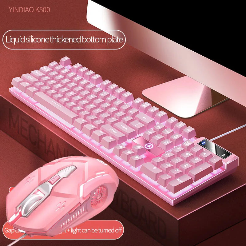 Pink Keyboard and Mouse Set 2 in 1 Combos