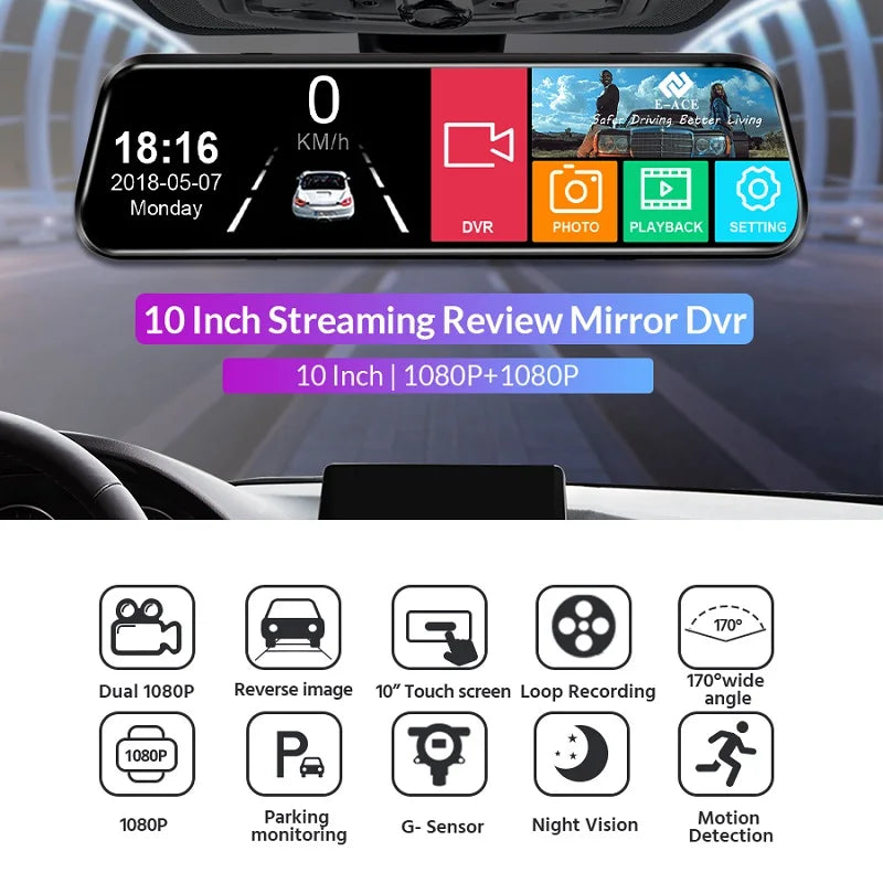 A20P10 Inch 1080P Night vision CarDvr Camera Touch Screen