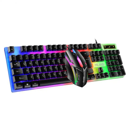 Rainbow Backlit Wired Keyboard and Mouse,Floating Keycap
