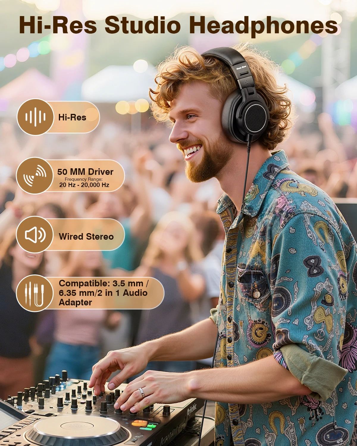 New Bee Wired Professional Studio Pro 50 DJ Headphones With Microphone