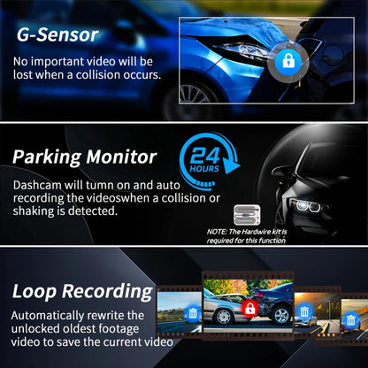 3 Cameraes Dash Cam 1080P Front and rear view camera