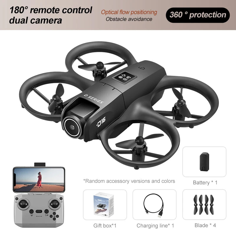 D16 Mini Drone 8K HD-VR Dual-camera 180 °