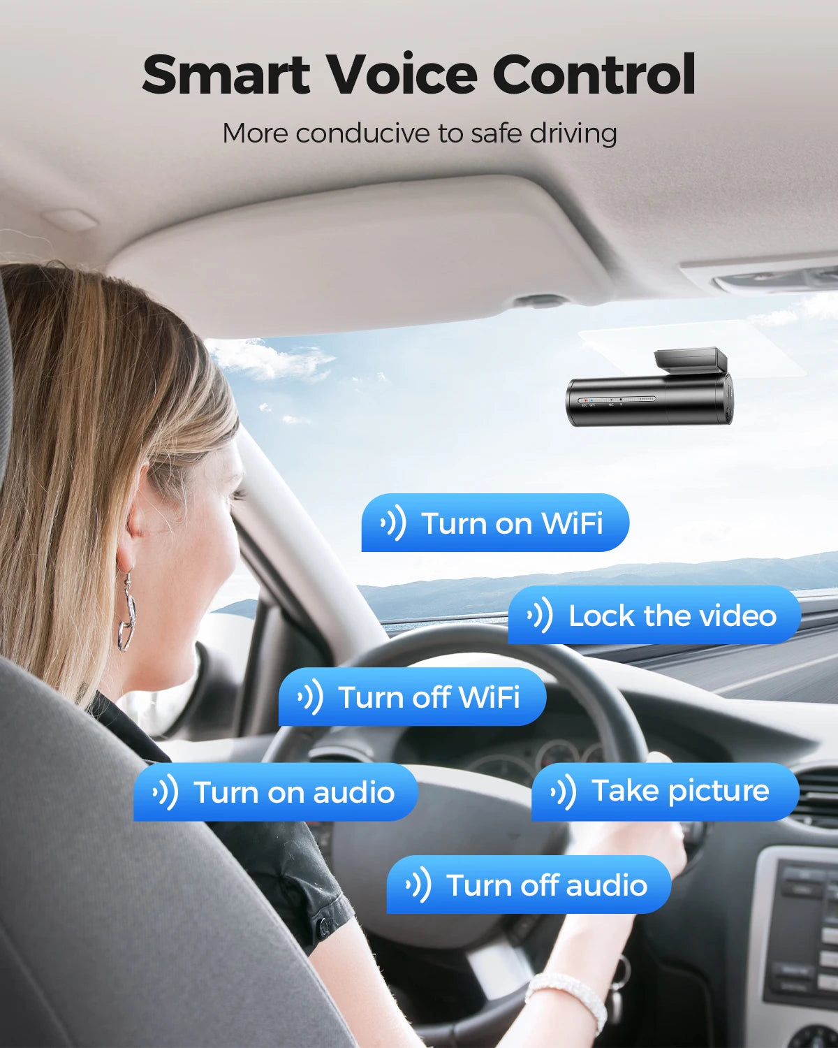 AZDOME M300S 4K Dash Cam Front and Rear, Built-in ADAS