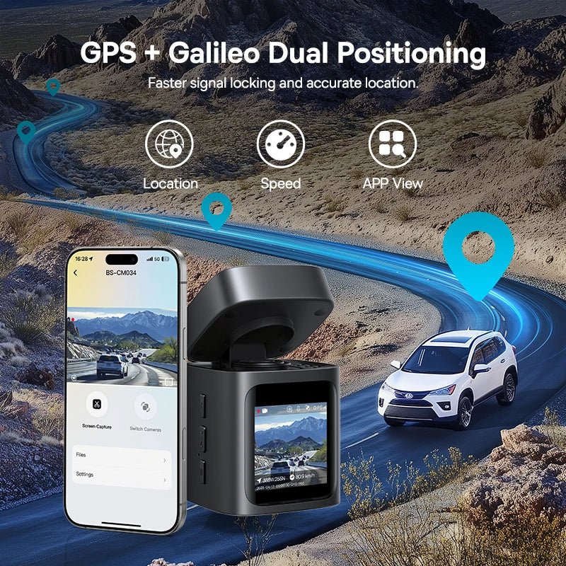 Baseus 3K Dash Cam VD1 Front and Rear Cam HD Built-in GPS