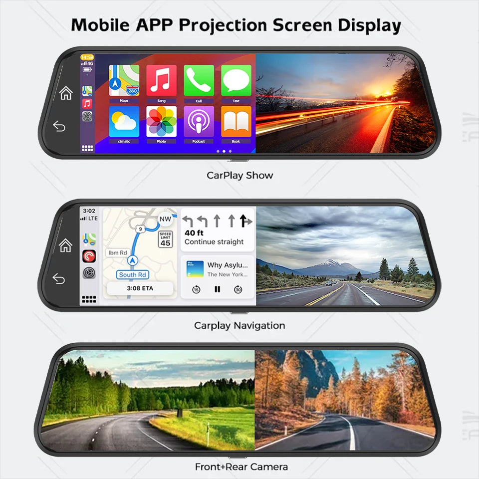 4K HD Car DVR Touch Screen Carplay & Android Auto Dash Cam