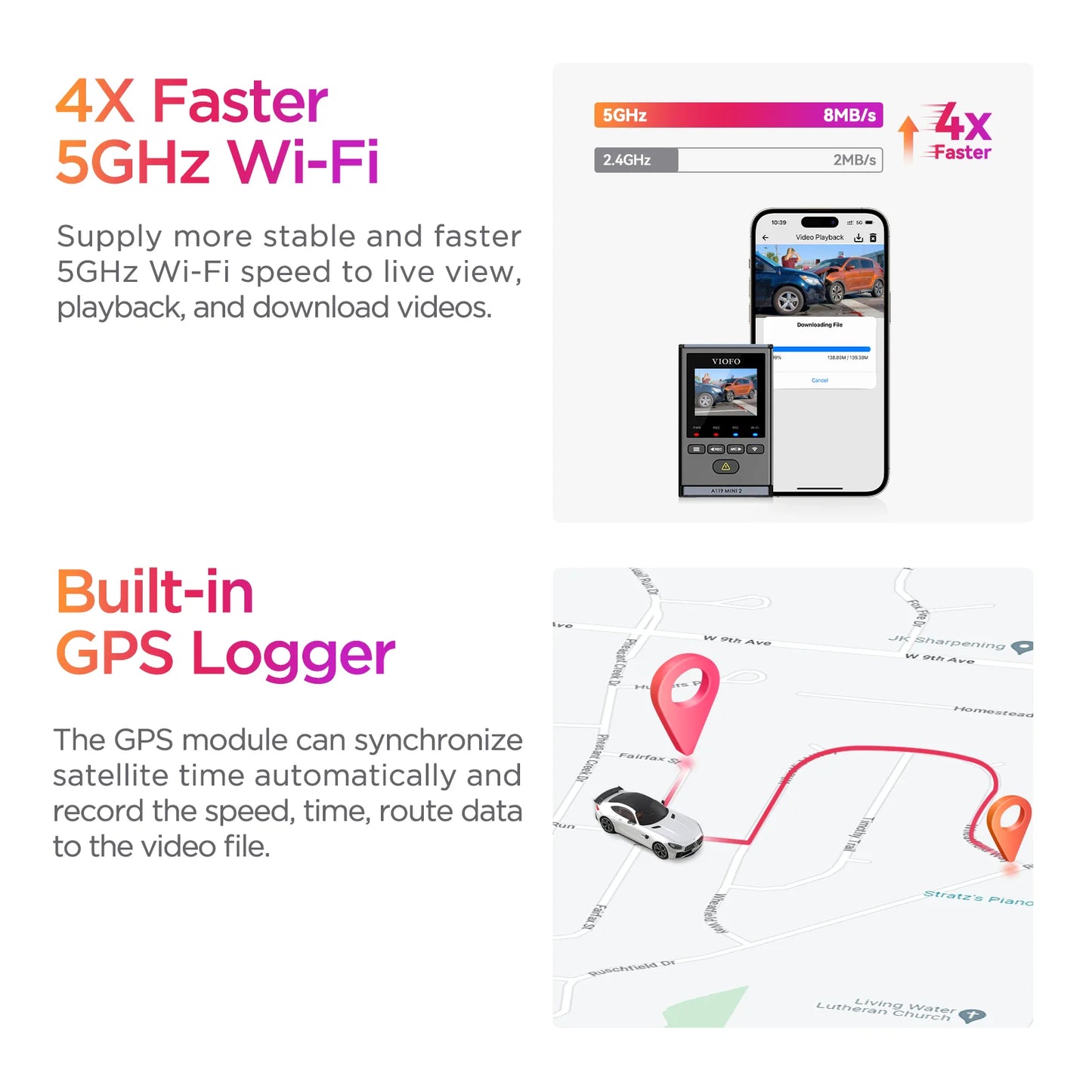 VIOFO A119MINI-2 Dash Cam 2K 60FPS Car DVRs Voice Control