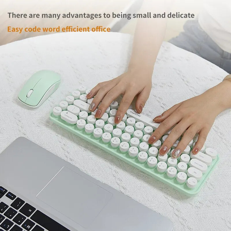 MOFII Wireless Keyboard and Mouse, Cute Colorful 68 Round Keycap