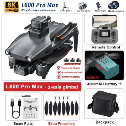 New L600 PRO MAX/PRO GPS Drone 5KM 4K Professional HD Dual Camera