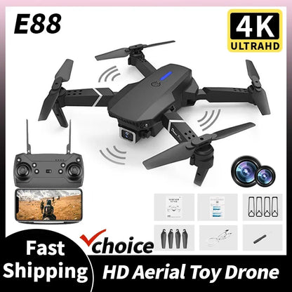 New E88 Pro RC Drone 4K 1080P Wide Angle Dual HD Camera