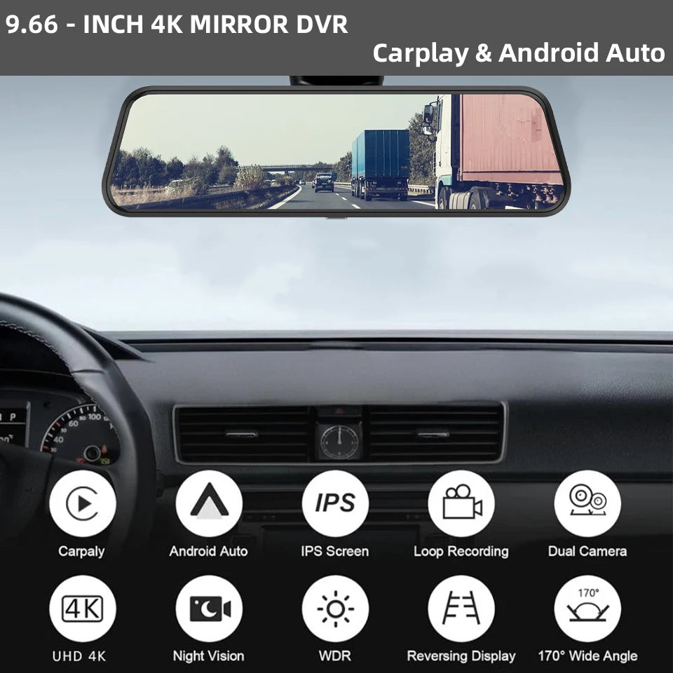 4K HD Car DVR Touch Screen Carplay & Android Auto Dash Cam