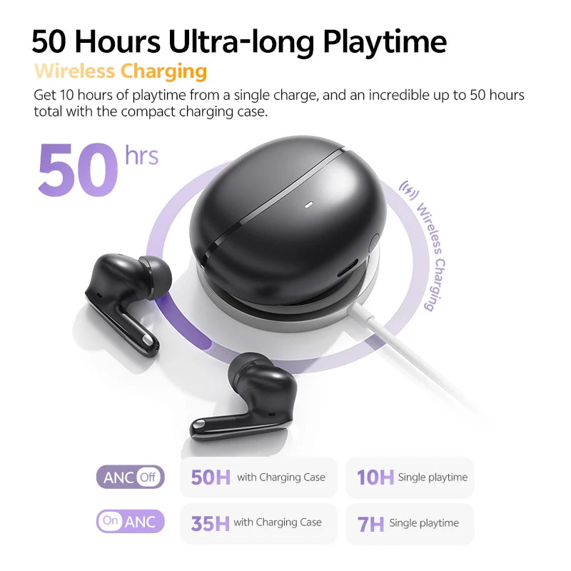 QCY MeloBuds N70 Adaptive ANC Wireless Earbuds Bluetooth
