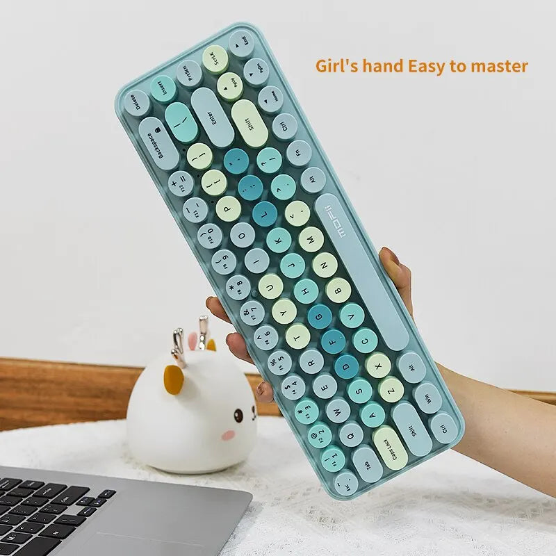 MOFII Wireless Keyboard and Mouse, Cute Colorful 68 Round Keycap