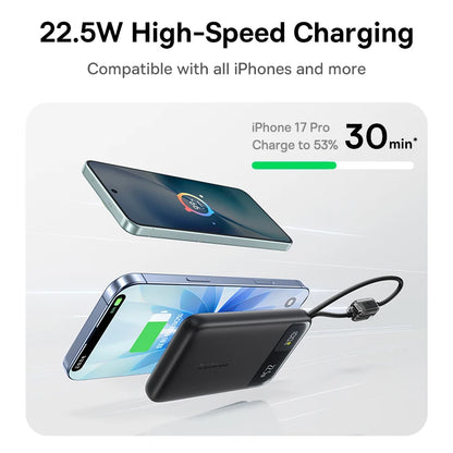 Baseus 10000mAh Power Bank 22.5W Built-In Dual USB-C Cable