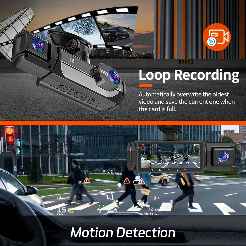 3 Cameraes Dash Cam 1080P Front and rear view camera