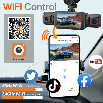 Dashcam for cars 4 Channel Black Box WiFi Driving Camera