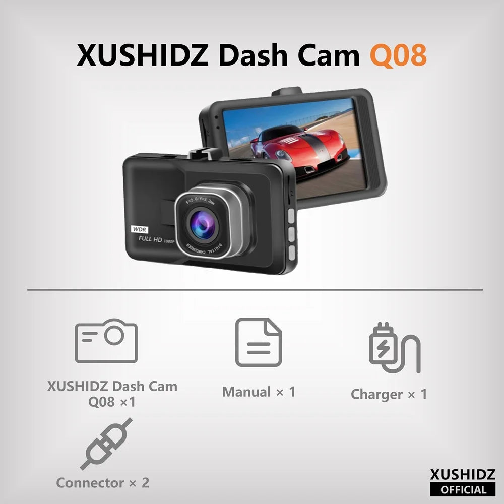 XUSHIDZ NEW 1080P HD Dash Camera Loop Recording Car Vehicle DVR