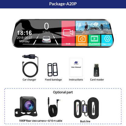 A20P10 Inch 1080P Night vision CarDvr Camera Touch Screen