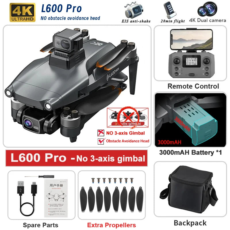 New L600 PRO MAX/PRO GPS Drone 5KM 4K Professional HD Dual Camera
