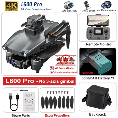 New L600 PRO MAX/PRO GPS Drone 5KM 4K Professional HD Dual Camera