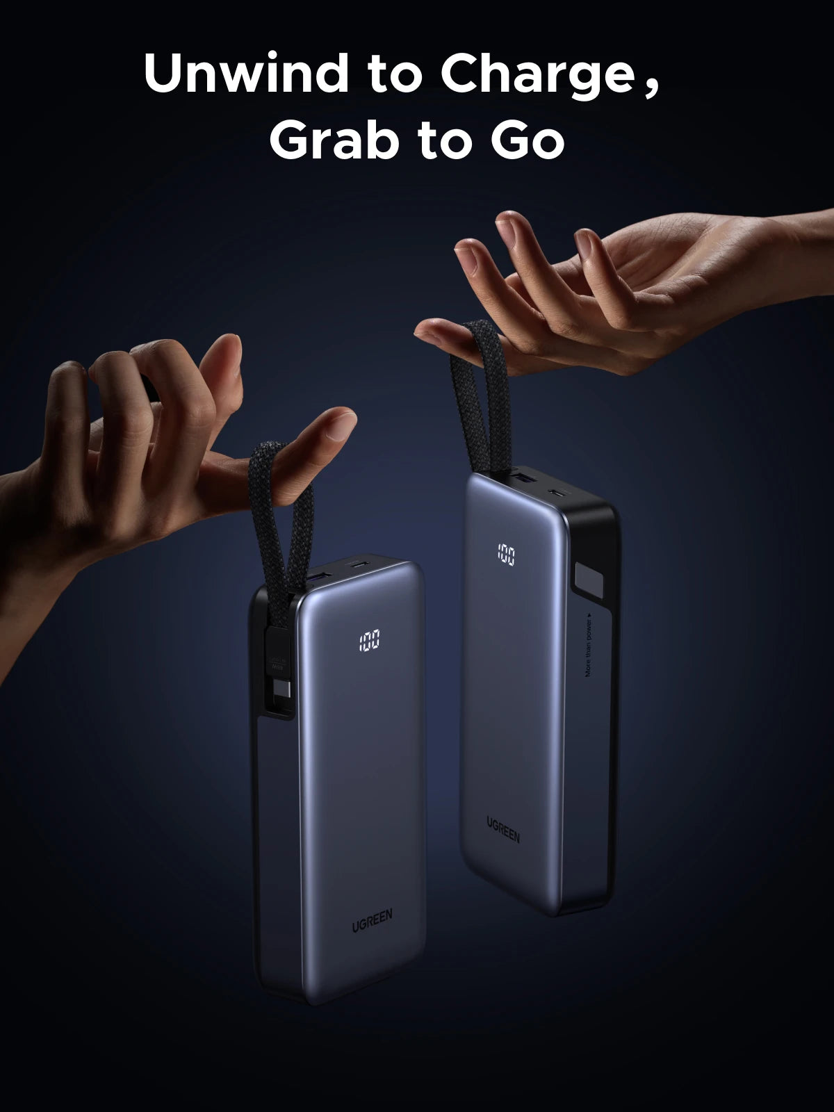 UGREEN 45W 20000mAh Built-in Type C Cable Power Bank
