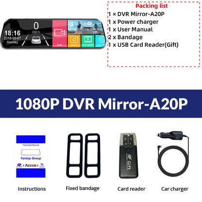 A20P10 Inch 1080P Night vision CarDvr Camera Touch Screen