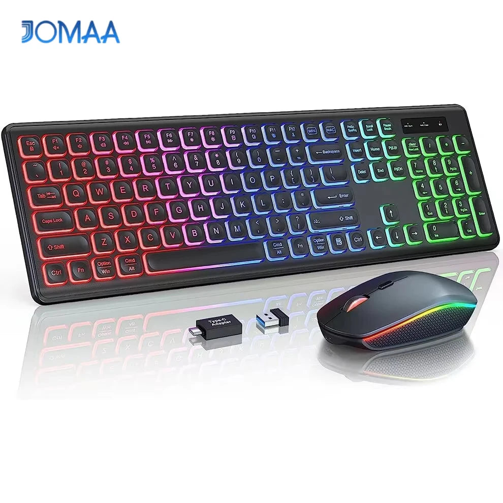 JOMAA 2.4G Wireless Keyboard Mouse Combo RGB
