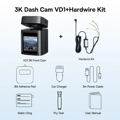 Baseus 3K Dash Cam VD1 Front and Rear Cam HD Built-in GPS