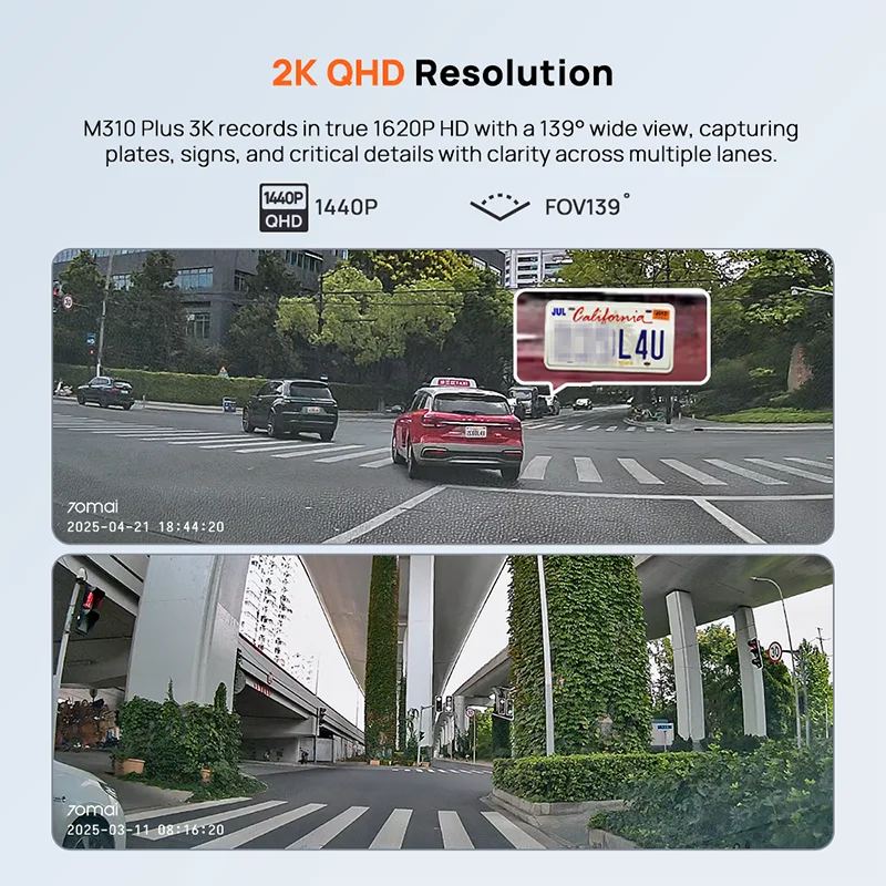 70mai Dash Cam M310 Plus 2K English Voice Control 1440P WDR