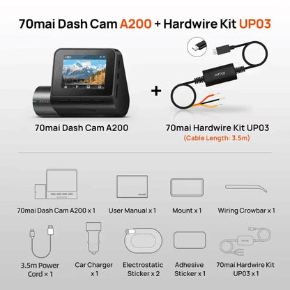 Global 70mai Dash Cam A200 Dual-channel Record 1080P HDR