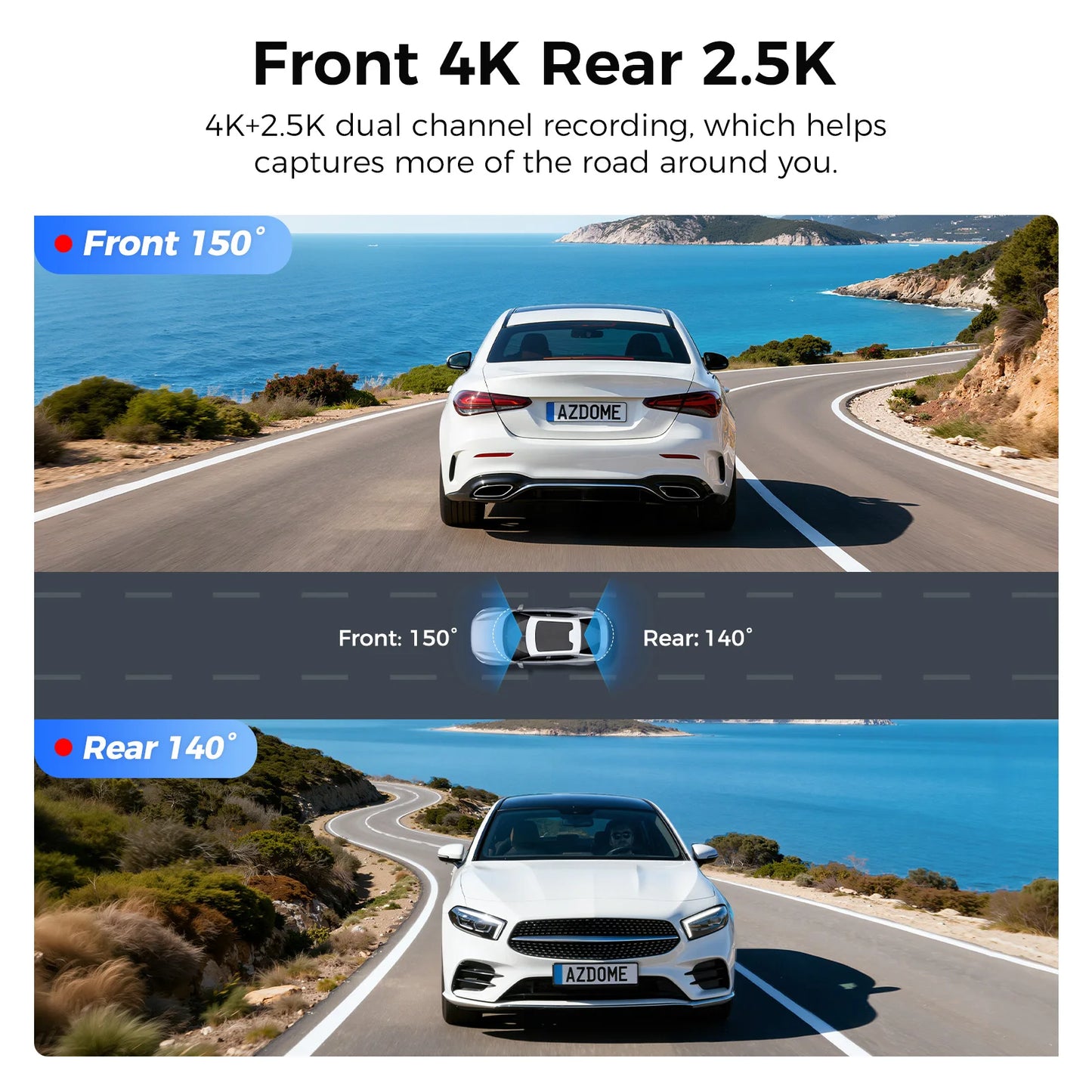 AZDOME M550 Pro 5.8Ghz WiFi 2/3 Channel Dash Cam