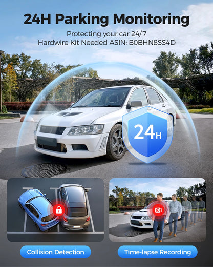 AZDOME M300S 4K Dash Cam Front and Rear, Built-in ADAS