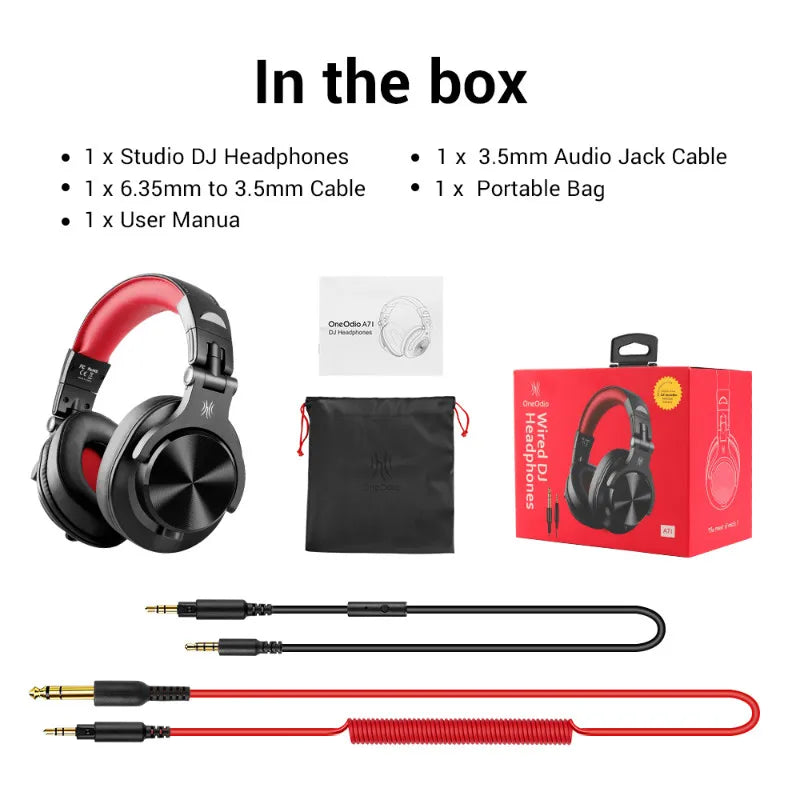Oneodio A71 Wired Over Ear HiFi Headphones With Mic Studio DJ Headphone