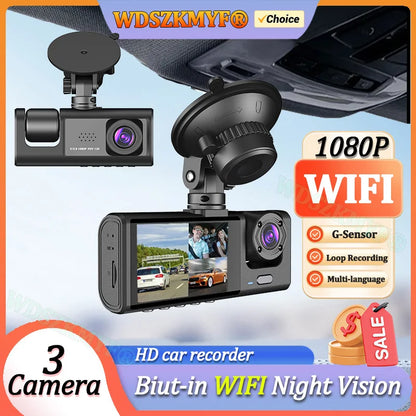 WIFI APP Control Car Dvr 2/3 Channel 1080P Dash Cam for Cars Front optional Rear View Recorder Video Car Camera Car Assecories