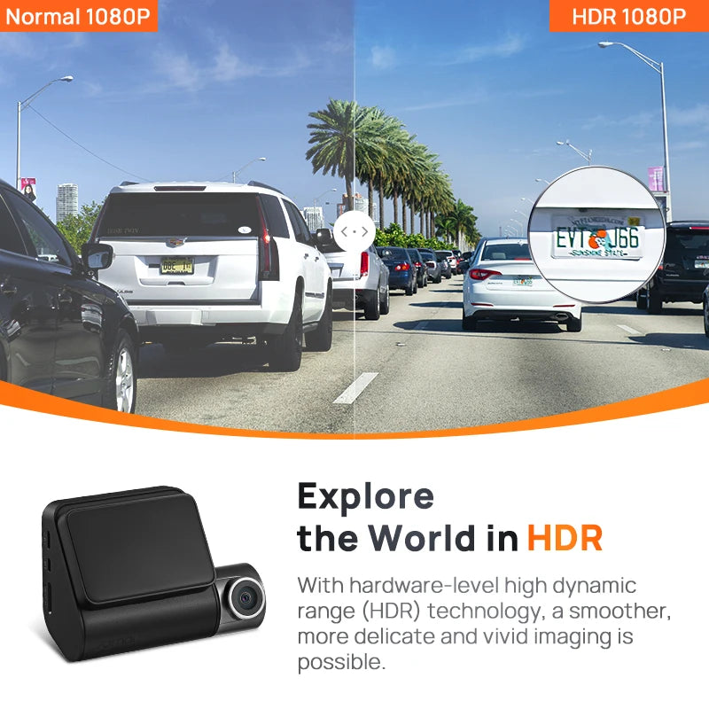 Global 70mai Dash Cam A200 Dual-channel Record 1080P HDR