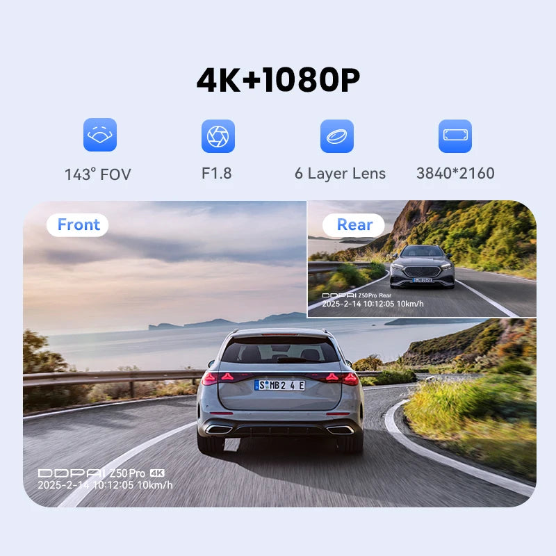 DDPAI Dash Cam Z50 Pro 4K Car DVR Night Vision