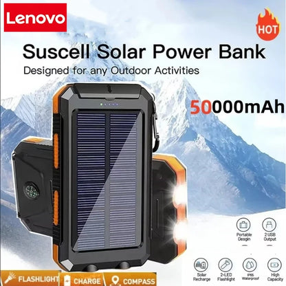 Lenovo 50000mAh Solar Power Bank Portable Charging