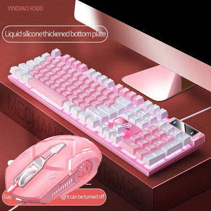Pink Keyboard and Mouse Set 2 in 1 Combos