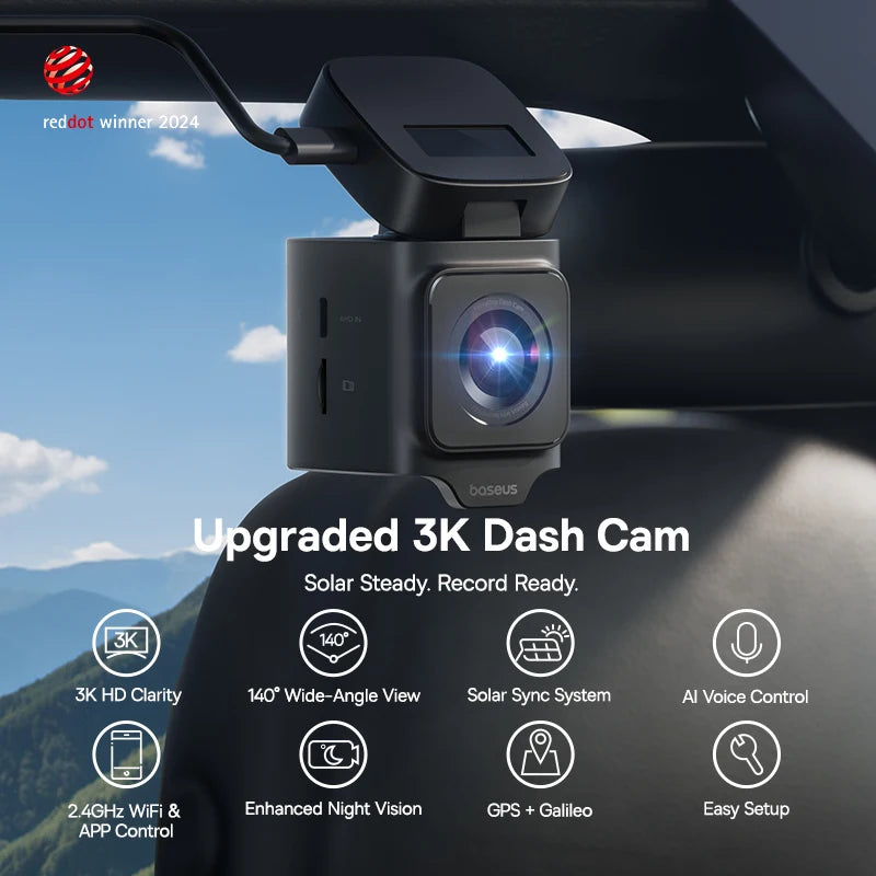 Baseus 3K Dash Cam VD1 Front and Rear Cam HD Built-in GPS
