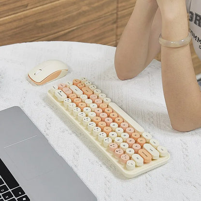MOFII Wireless Keyboard and Mouse, Cute Colorful 68 Round Keycap