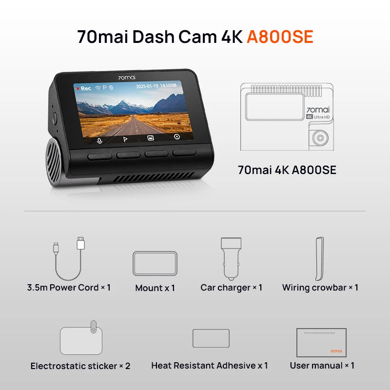 70mai 4K Dash Cam A800SE Upgraded Version of 70mai A800S
