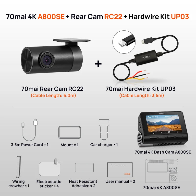 70mai 4K Dash Cam A800SE Upgraded Version of 70mai A800S
