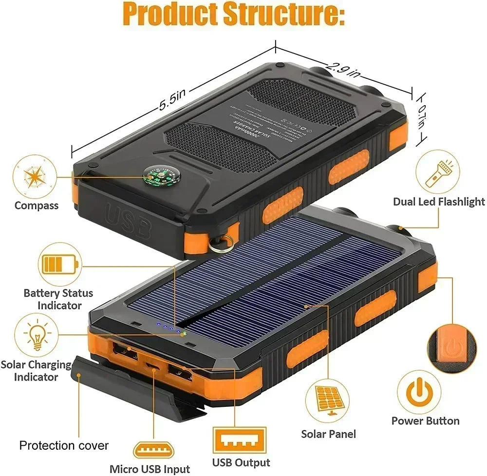 Lenovo 50000mAh Solar Power Bank Portable Charging