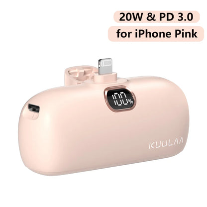 KUULAA Mini Power Bank 5000mAh Fast Charging Portable