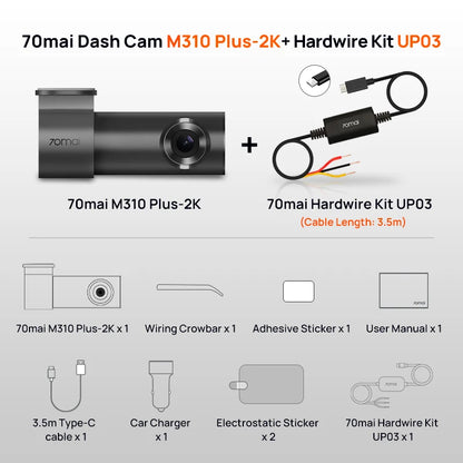 70mai Dash Cam M310 Plus 2K 1440P 143°FOV F1.55 Smart Voice Control