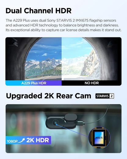 VIOFO A229 PLUS Car Dvr 2K HDR Video Recorder
