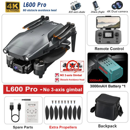 New L600 PRO MAX/PRO GPS Drone 5KM 4K Professional HD Dual Camera