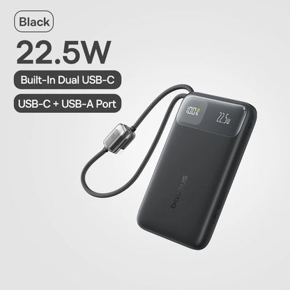Baseus 10000mAh Power Bank 22.5W Built-In Dual USB-C Cable