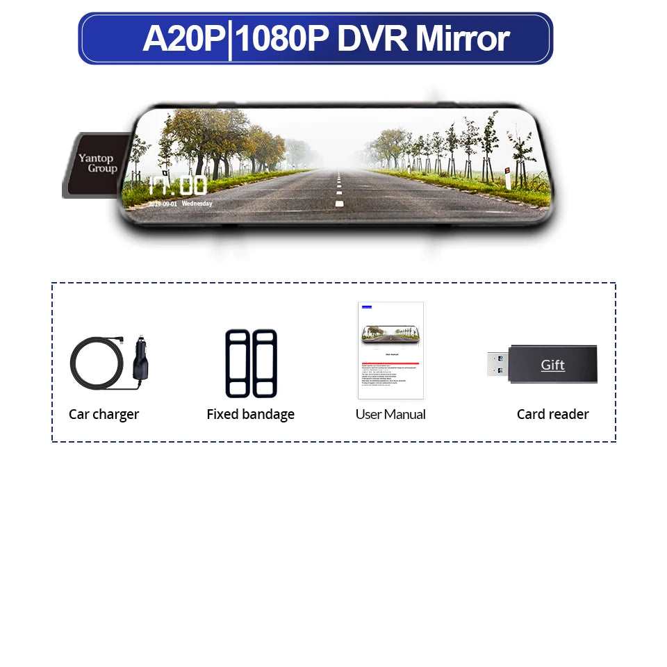 10 Inch Car DVR Car Touch Screen video Recorder Dual 1080P