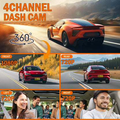 Dashcam for cars 4 Channel Black Box WiFi Driving Camera